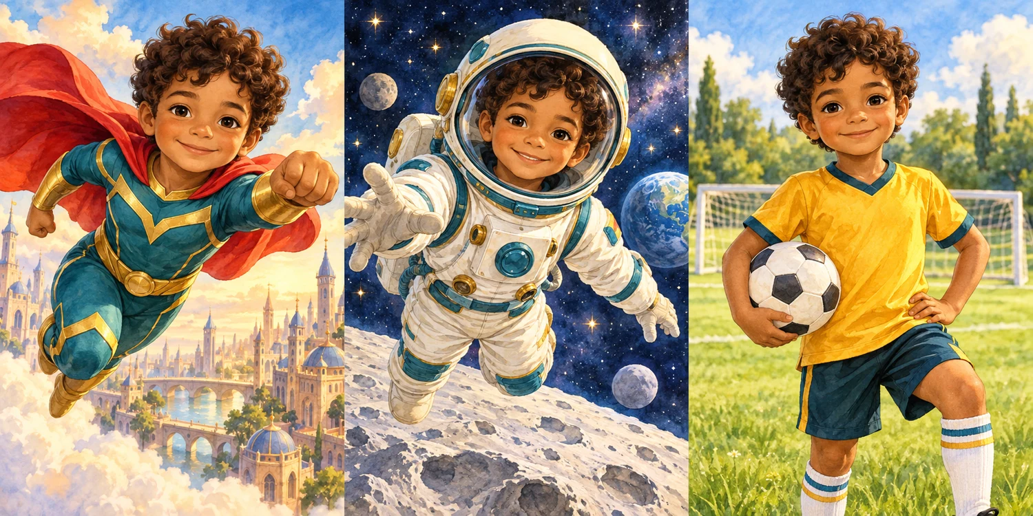 Exemple illustratif d’un enfant fictif en super-héros